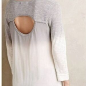 Anthropologie Language Gray & White Ombré Dip Dyed Top
